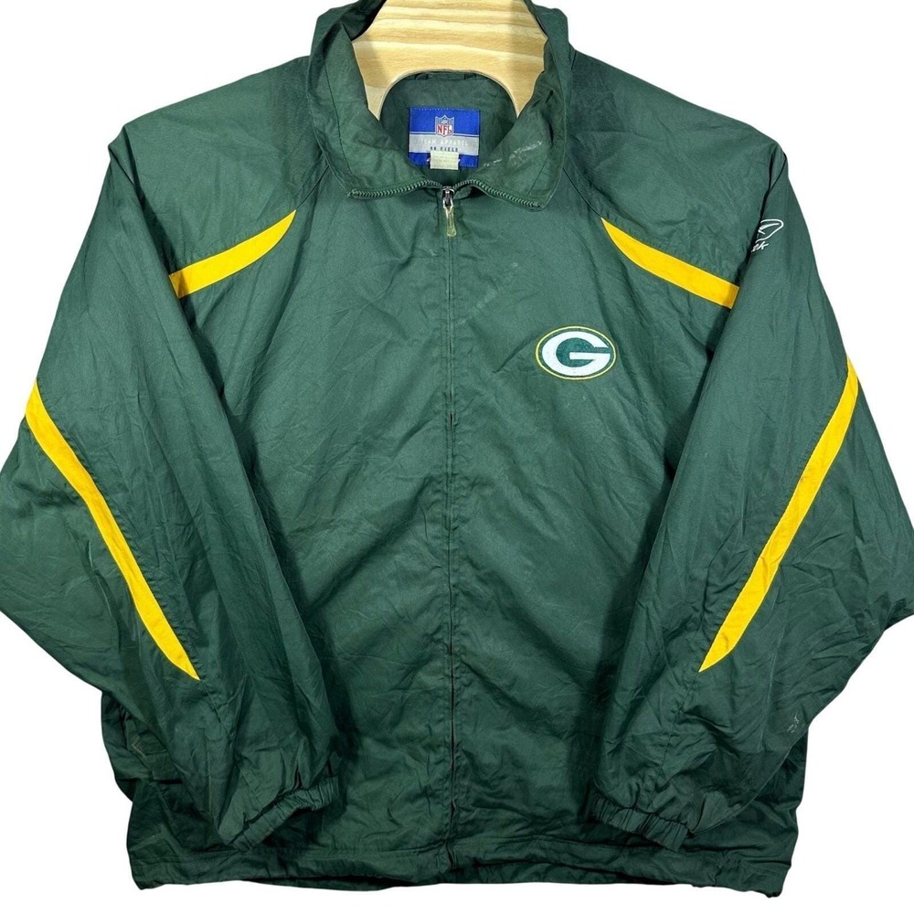 Vintage 90s Reebok Green Bay‎ Packers Windbreaker Jacket Men's XL On Field